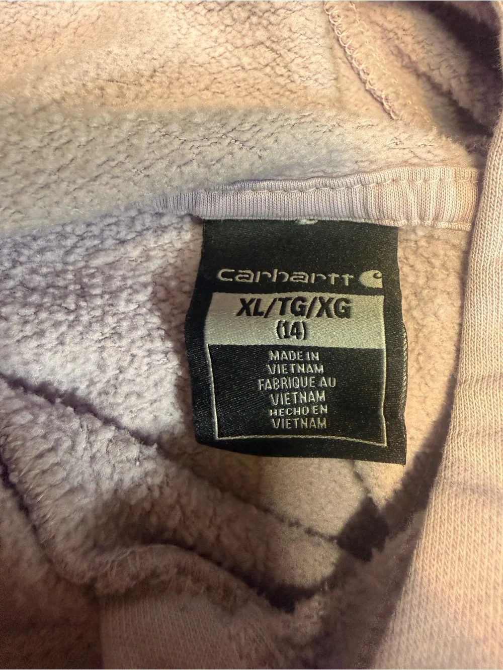 Carhartt Kids Lavender Pullover Hoodie with Sleeve Logo